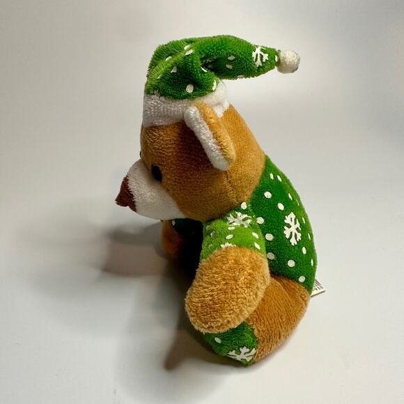 Christmas Bear Plush Green Stocking Hat Mini Stuffed Animal 5" - Picture 4 of 6